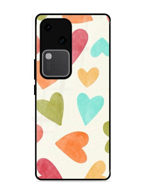 Watercolor Hearts Glossy Soft Edge Case for Vivo V30 (5G) Chachhi