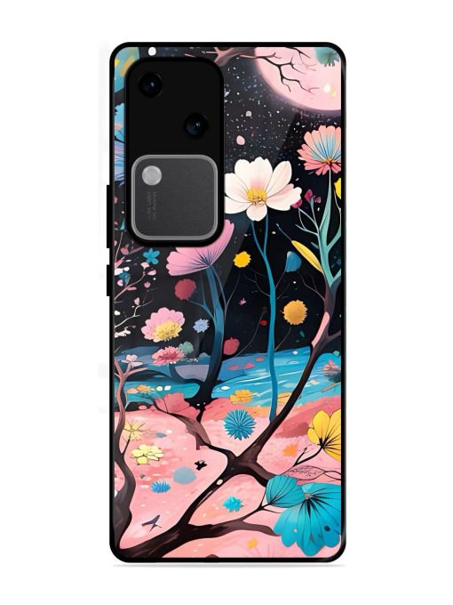 Cosmic Bloom Glossy Soft Edge Case for Vivo V30 (5G) Chachhi