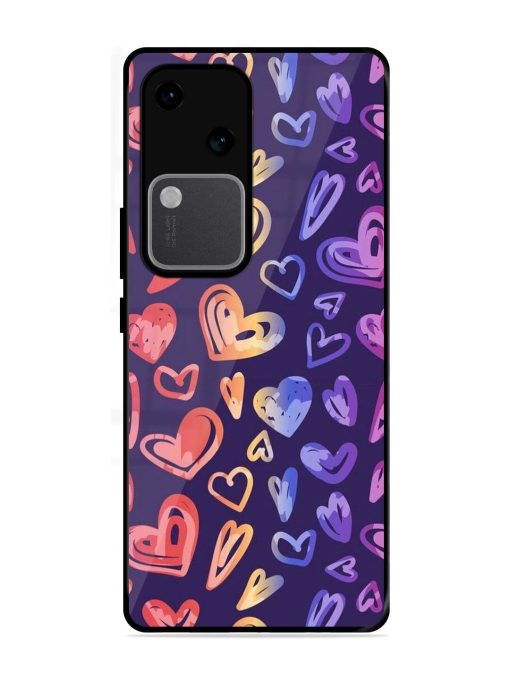 Rainbow Hearts Glossy Soft Edge Case for Vivo V30 (5G)