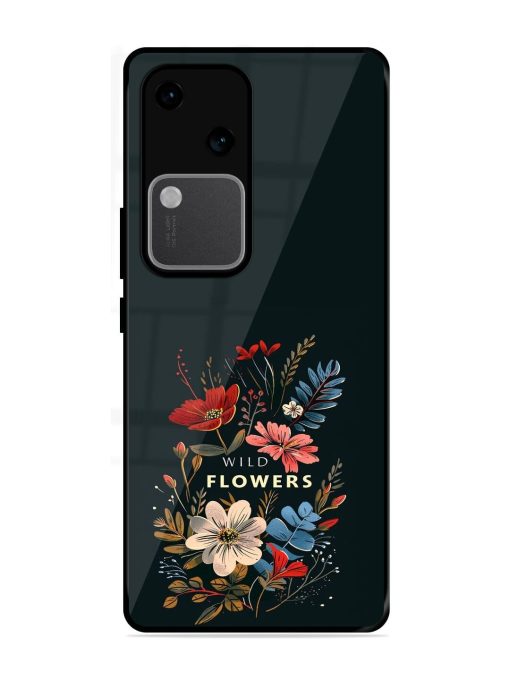 Dark Floral Glossy Soft Edge Case for Vivo V30 (5G) Chachhi