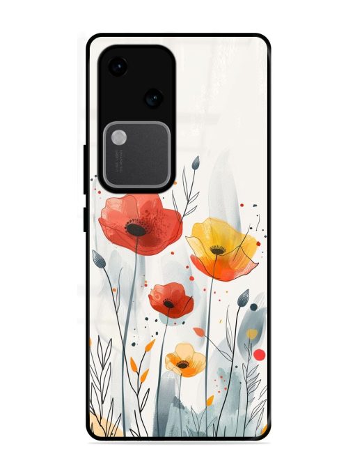 Poppy Fields Glossy Soft Edge Case for Vivo V30 (5G) Chachhi