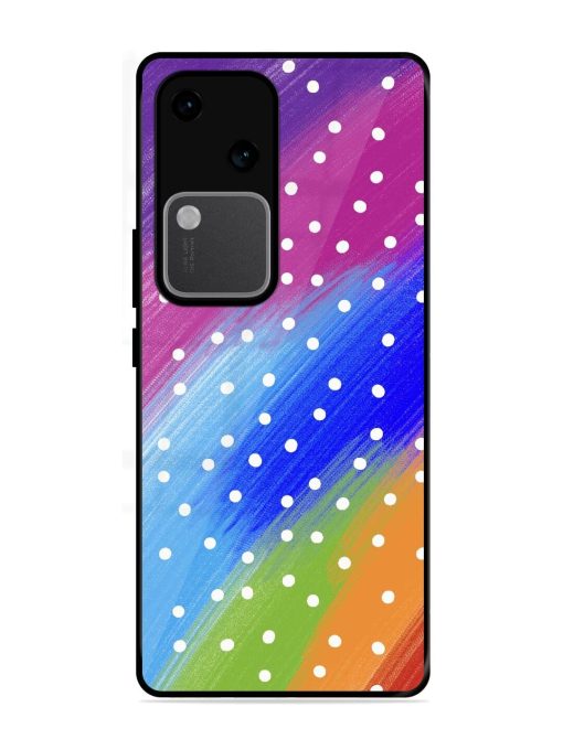 Rainbow Polka Dot Dream Glossy Soft Edge Case for Vivo V30 (5G) Chachhi