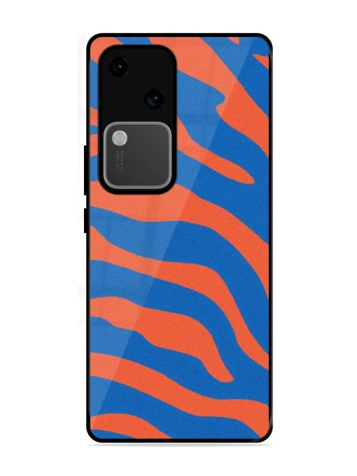 Zebra Stripes In Blue And Orange Glossy Soft Edge Case for Vivo V30 (5G) Chachhi