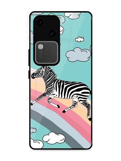 Zebra On A Rainbow Glossy Soft Edge Case for Vivo V30 (5G) Chachhi