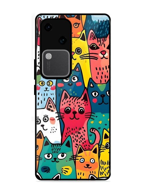 Feline Frenzy Glossy Soft Edge Case for Vivo V30 (5G) Chachhi