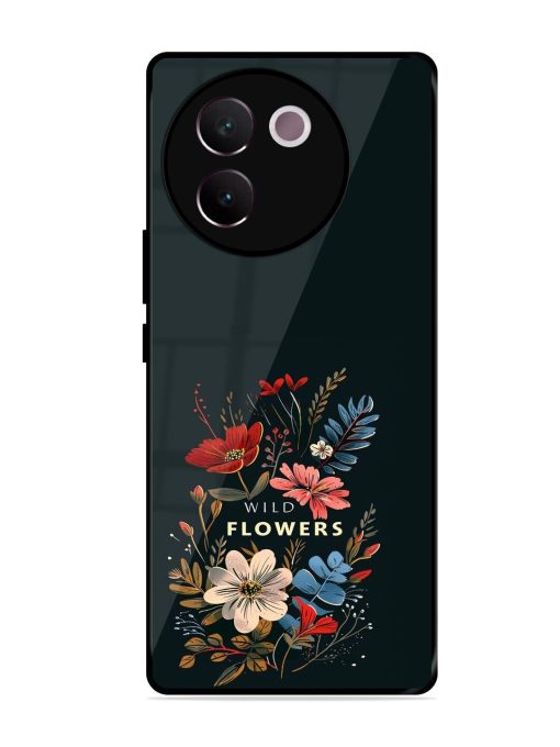 Dark Floral Glossy Soft Edge Case for Vivo V30E (5G) Chachhi