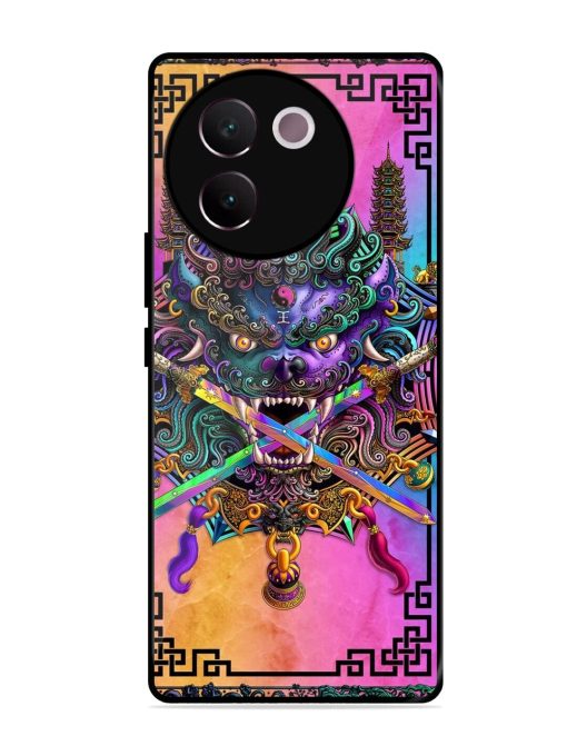 Psychedelic Fu Dog Tapestry Glossy Soft Edge Case for Vivo V30E (5G)