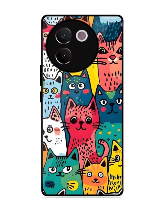 Feline Frenzy Glossy Soft Edge Case for Vivo V30E (5G) Chachhi