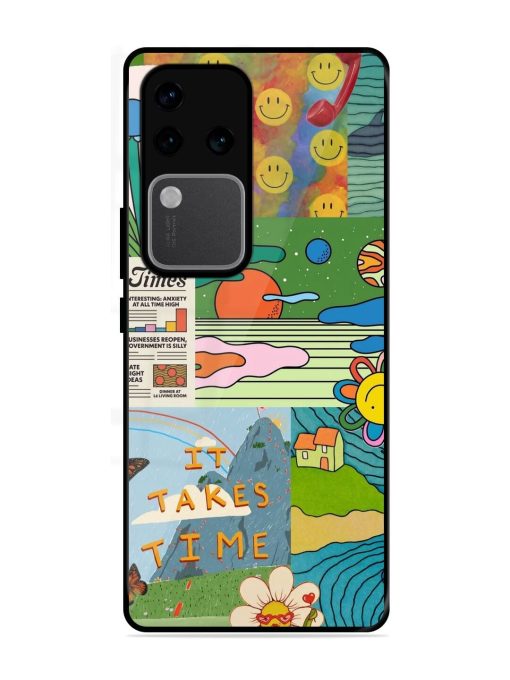 Groovy Vibes Glossy Soft Edge Case for Vivo V30 Pro (5G) Chachhi