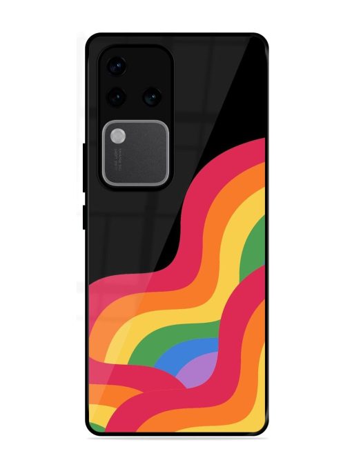 Wavy Rainbow Glossy Soft Edge Case for Vivo V30 Pro (5G) Chachhi