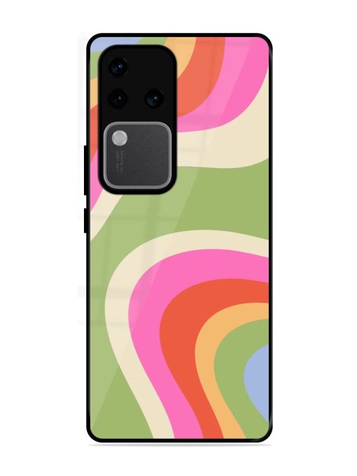 Wavy Rainbow Wonderland Glossy Soft Edge Case for Vivo V30 Pro (5G) Chachhi