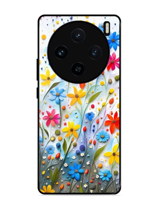 Vibrant Floral Glossy Soft Edge Case for Vivo X100 (5G) Chachhi