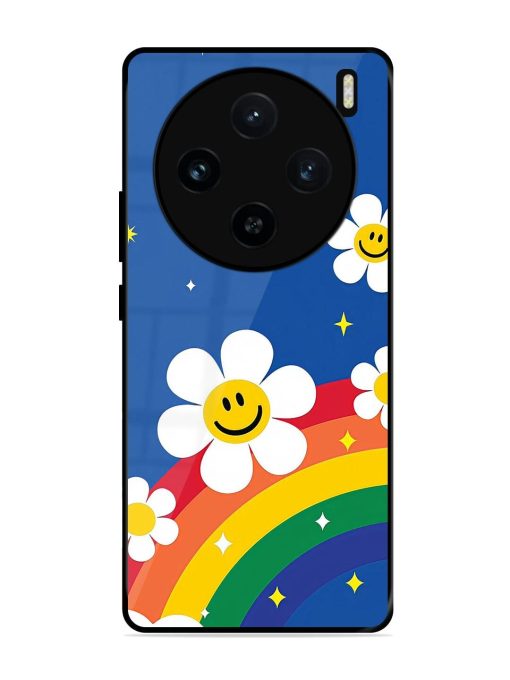 Happy Daisies And Rainbow Sky Glossy Soft Edge Case for Vivo X100 (5G) Chachhi