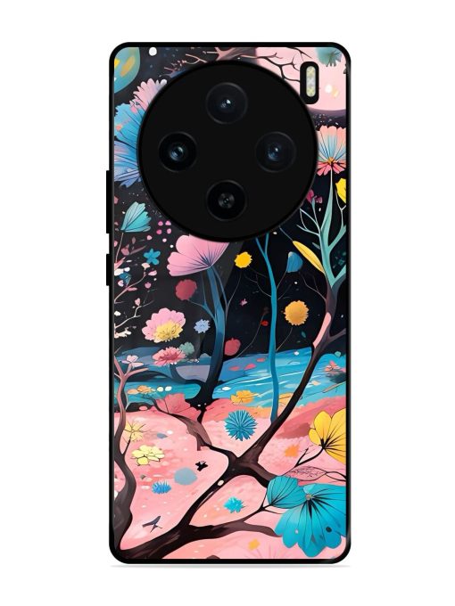 Cosmic Bloom Glossy Soft Edge Case for Vivo X100 (5G) Chachhi