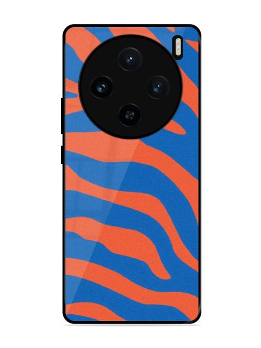 Zebra Stripes In Blue And Orange Glossy Soft Edge Case for Vivo X100 (5G) Chachhi