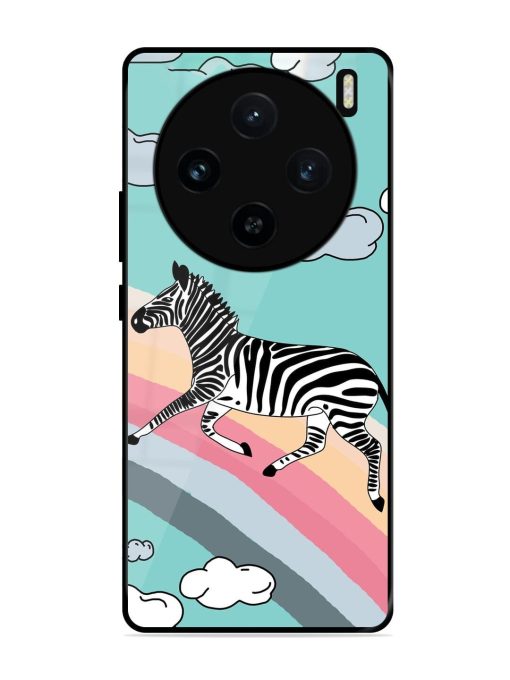 Zebra On A Rainbow Glossy Soft Edge Case for Vivo X100 (5G) Chachhi