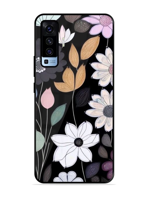 Whimsical Blooms On Black Glossy Soft Edge Case for Vivo X50 Chachhi