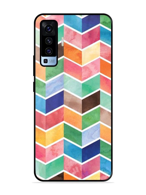 Watercolor Chevron Whimsy Glossy Soft Edge Case for Vivo X50 Chachhi