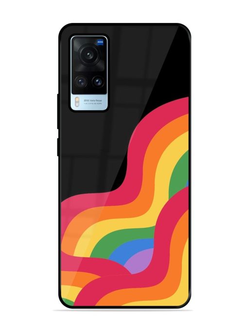 Wavy Rainbow Glossy Soft Edge Case for Vivo X60 Chachhi