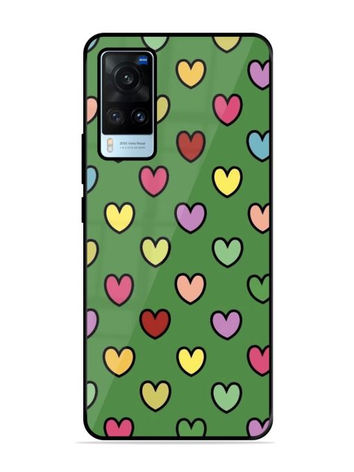 Rainbow Heart Parade Glossy Soft Edge Case for Vivo X60 Chachhi