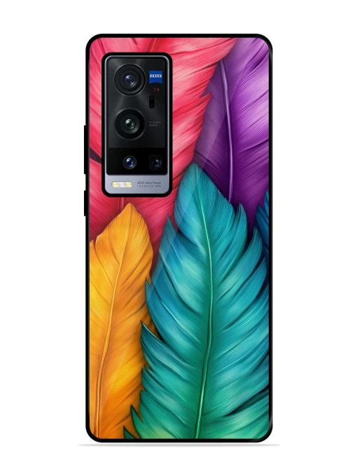 Rainbow Feathers Glossy Soft Edge Case for Vivo X60 Pro Plus Chachhi