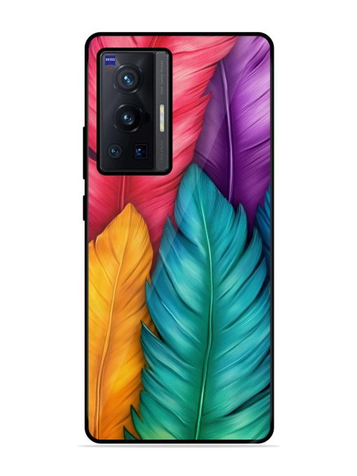 Rainbow Feathers Glossy Soft Edge Case for Vivo X70 Pro (5G) Chachhi