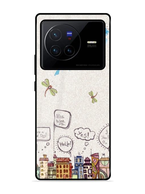 Doodle City Glossy Soft Edge Case for Vivo X80 Chachhi