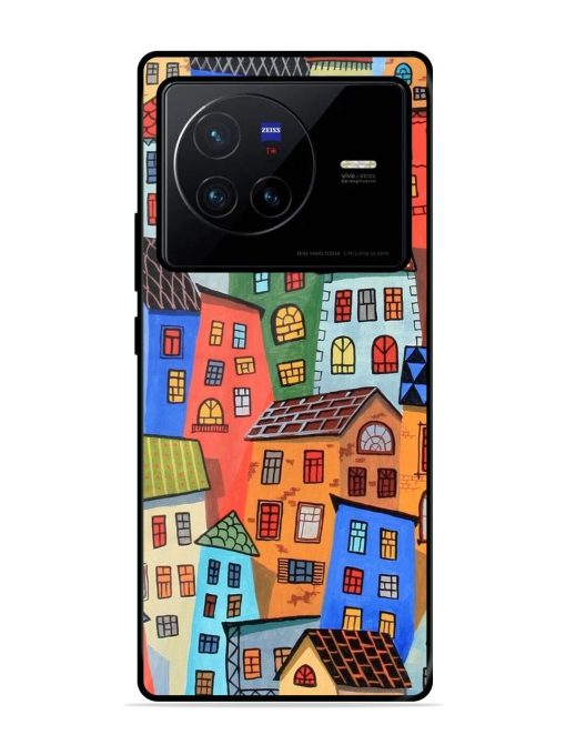 Rainbow House Glossy Soft Edge Case for Vivo X80 Chachhi