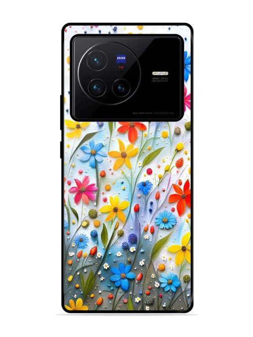 Vibrant Floral Glossy Soft Edge Case for Vivo X80 Chachhi