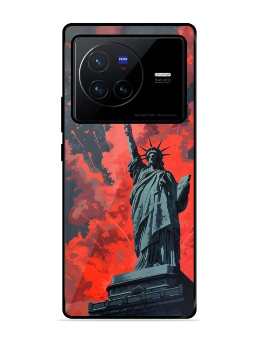 Lady Liberty'S Firework Finale Glossy Soft Edge Case for Vivo X80 Chachhi