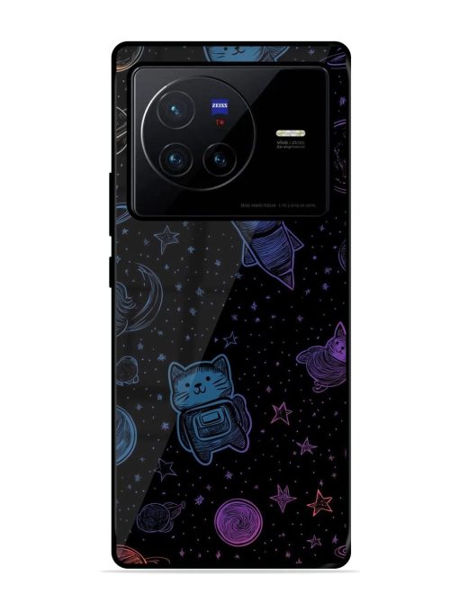 Cosmic Cat Chaos Glossy Soft Edge Case for Vivo X80 Chachhi