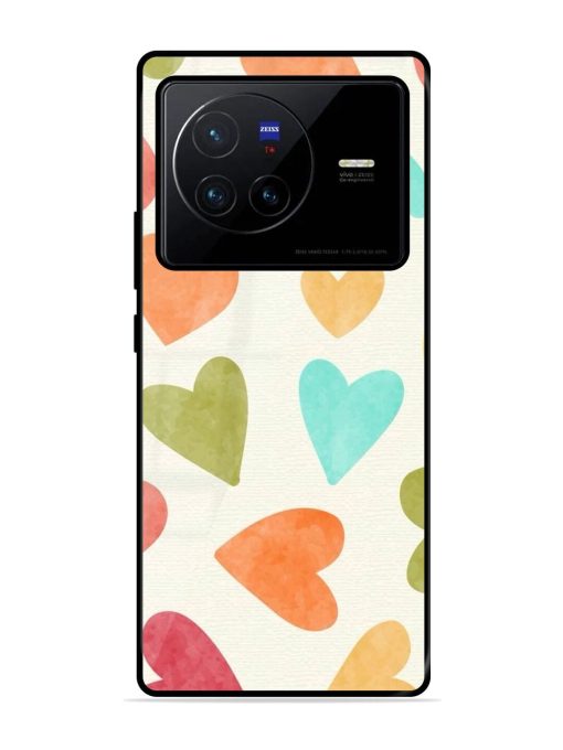 Watercolor Hearts Glossy Soft Edge Case for Vivo X80 Chachhi