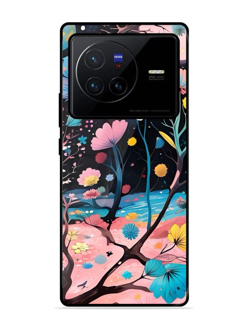 Cosmic Bloom Glossy Soft Edge Case for Vivo X80 Chachhi