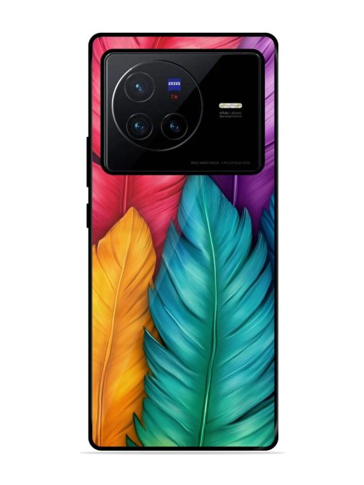 Rainbow Feathers Glossy Soft Edge Case for Vivo X80 Chachhi