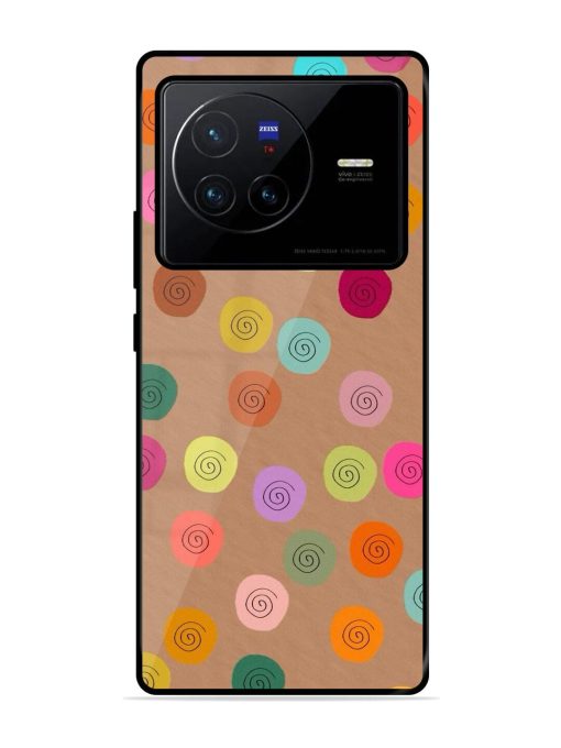 Swirly Dots On Kraft Glossy Soft Edge Case for Vivo X80 Chachhi