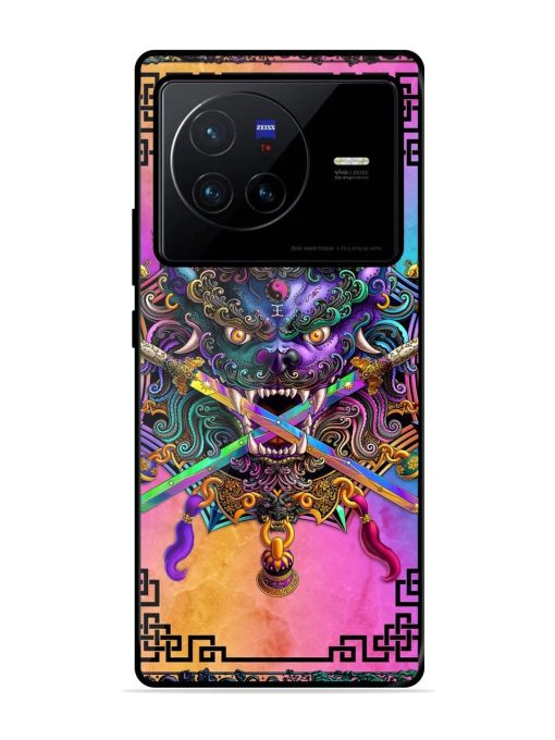 Psychedelic Fu Dog Tapestry Glossy Soft Edge Case for Vivo X80 Chachhi