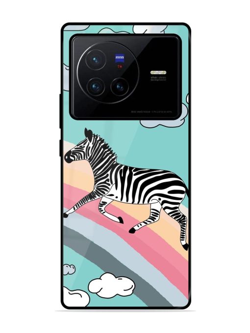 Zebra On A Rainbow Glossy Soft Edge Case for Vivo X80