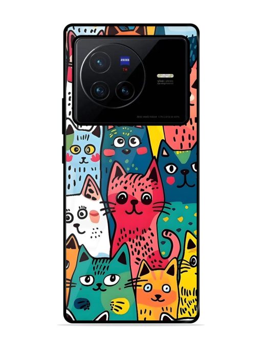 Feline Frenzy Glossy Soft Edge Case for Vivo X80 Chachhi