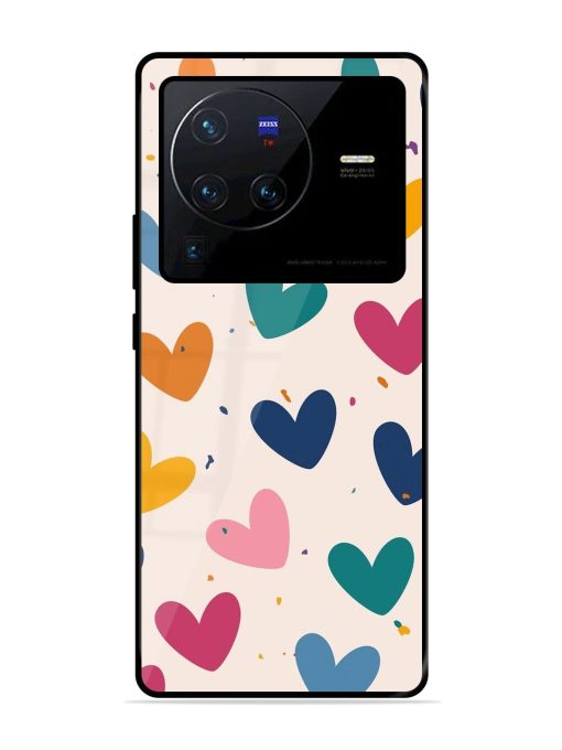 Rainbow Hearts Glossy Soft Edge Case for Vivo X80 Pro Chachhi