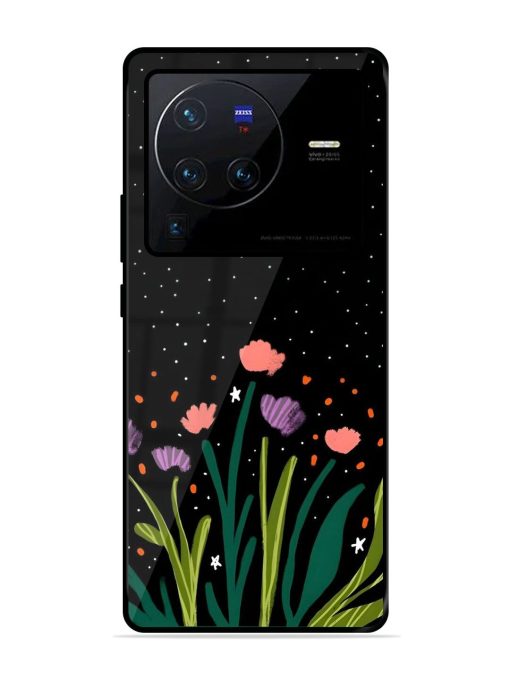 Midnight Bloom Glossy Soft Edge Case for Vivo X80 Pro Chachhi