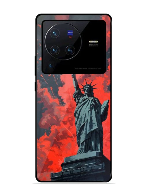 Lady Liberty'S Firework Finale Glossy Soft Edge Case for Vivo X80 Pro