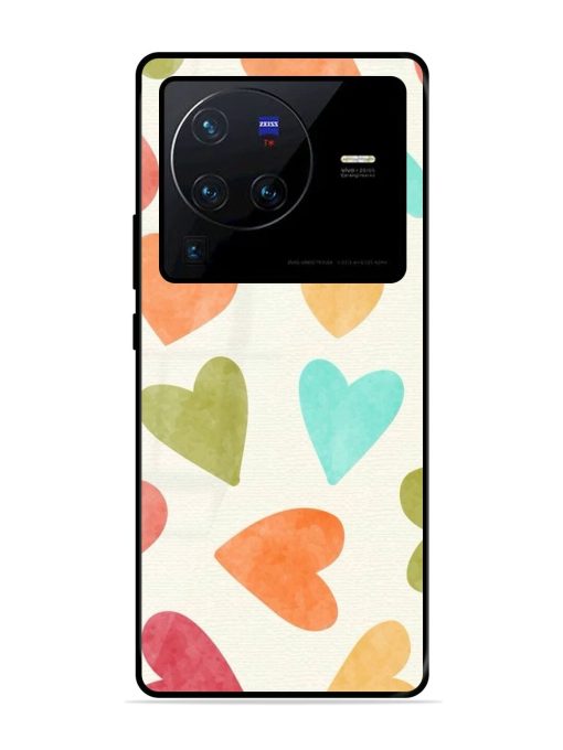 Watercolor Hearts Glossy Soft Edge Case for Vivo X80 Pro Chachhi