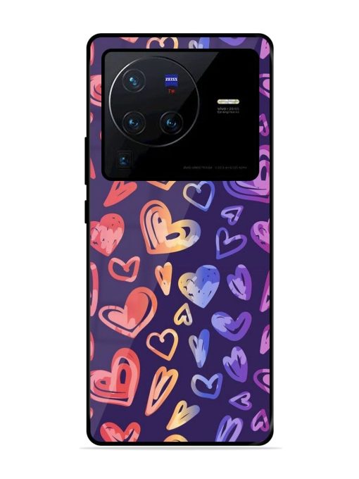 Rainbow Hearts Glossy Soft Edge Case for Vivo X80 Pro Chachhi