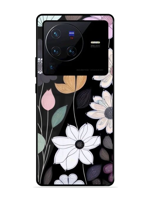 Whimsical Blooms On Black Glossy Soft Edge Case for Vivo X80 Pro Chachhi