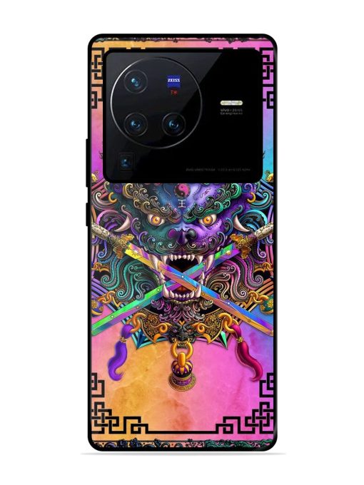 Psychedelic Fu Dog Tapestry Glossy Soft Edge Case for Vivo X80 Pro