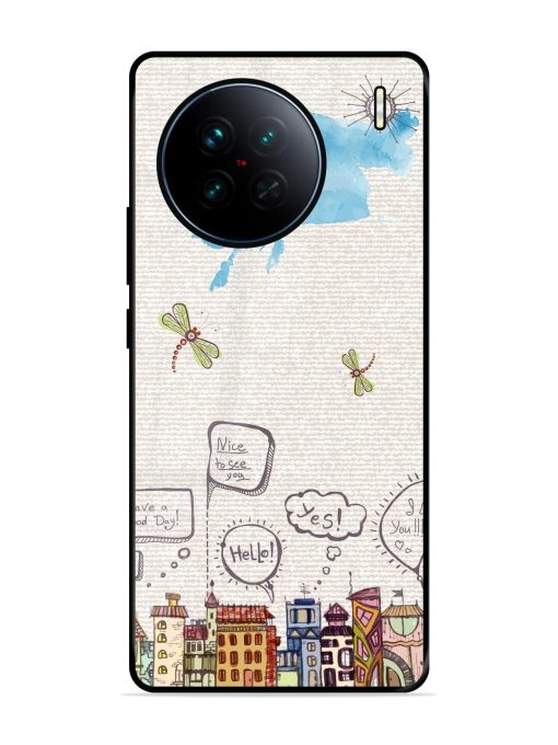 Doodle City Glossy Soft Edge Case for Vivo X90 Chachhi