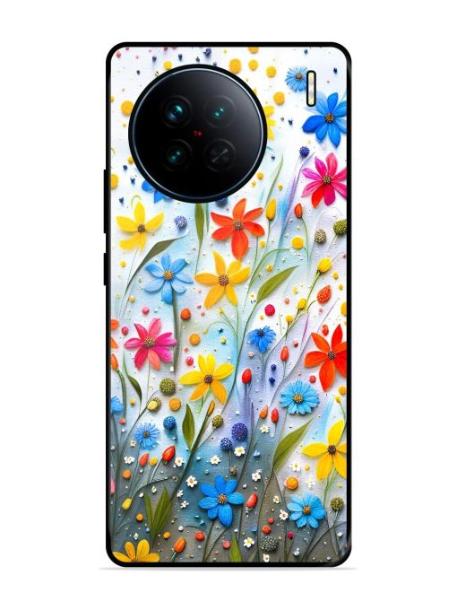 Vibrant Floral Glossy Soft Edge Case for Vivo X90 Chachhi