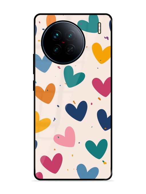 Rainbow Hearts Glossy Soft Edge Case for Vivo X90 Chachhi