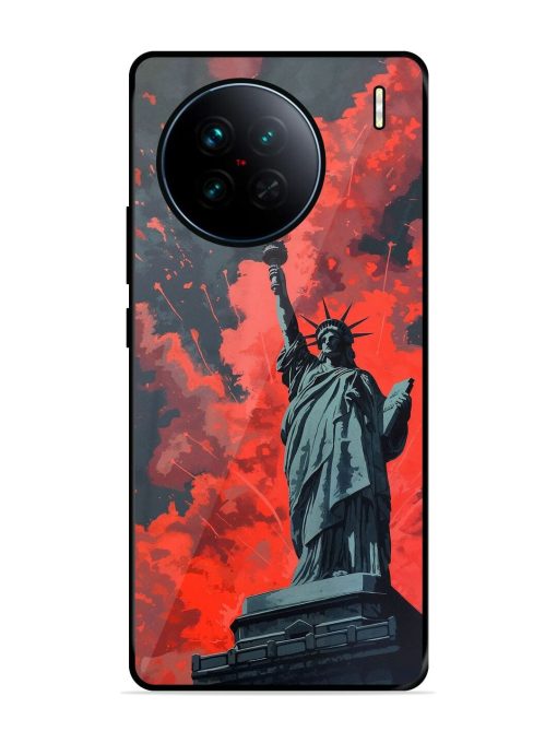 Lady Liberty'S Firework Finale Glossy Soft Edge Case for Vivo X90 Chachhi