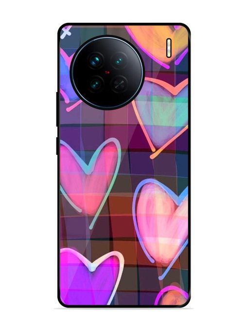 Neon Hearts Glossy Soft Edge Case for Vivo X90 Chachhi